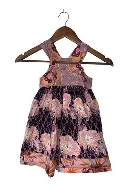 Little Wellies Summer Playground Dress Purple Pink Floral Size Girls 3 3T